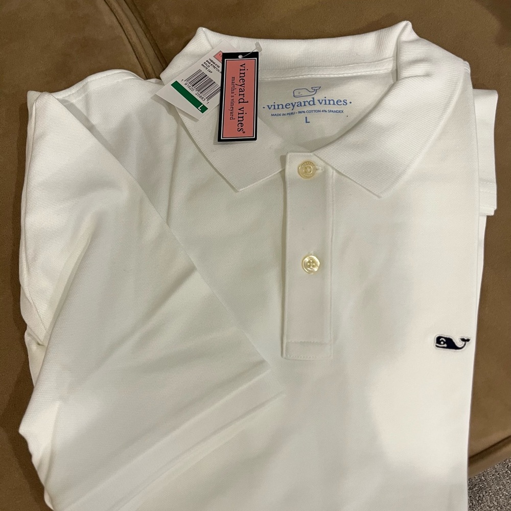 Men’s Vineyard Vines Classic short sleeve polo white NWT size Large
